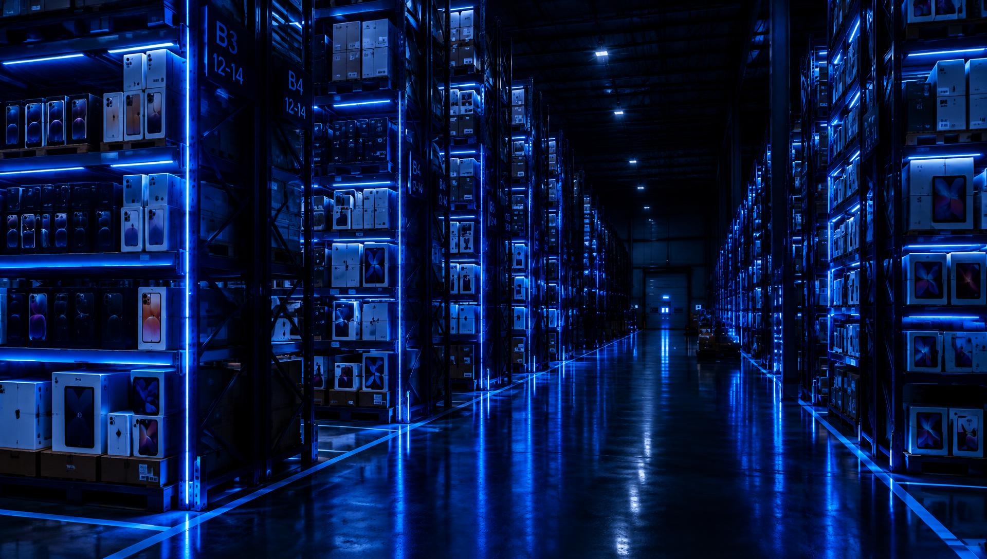 CEDIS de INTESA iluminado con LEDs azules